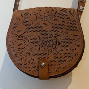 Rebecca Minkoff Brown Laser-Cut Skylar Leather Crossbody Purse